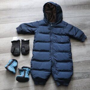Baby Gap Winter Coat Down Stuffed + Columbia Gloves + Sherpa booties